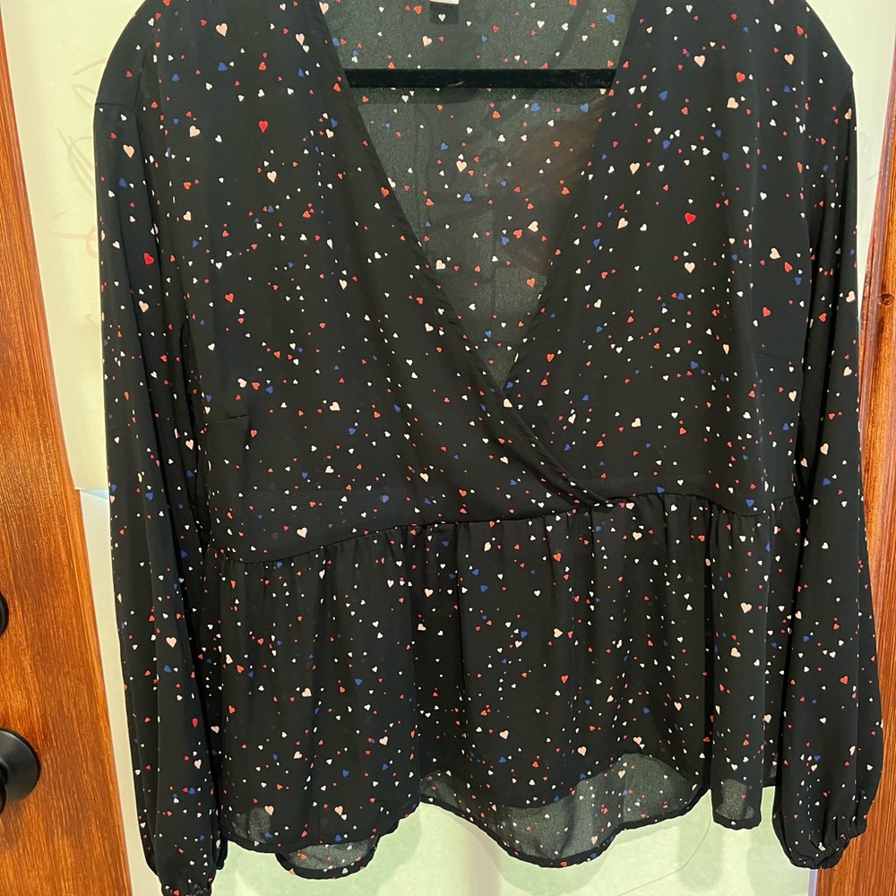 POPSUGAR Black Wrap Embellished Blouse